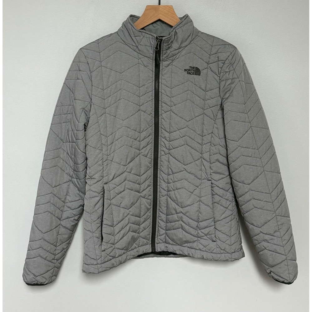 The North Face Women Bombay Quilted Full Zip Insulated Grey Puffer Jacket Size L